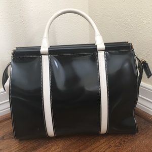 Iacucci black and white patent leather tote!